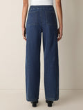 Cotton Stretch Denim Full Length Wide Pant