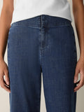 Cotton Stretch Denim Full Length Wide Pant