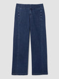 Cotton Stretch Denim Full Length Wide Pant