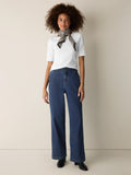 Cotton Stretch Denim Full Length Wide Pant