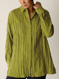Crinkle Silk Habutai Classic Collar Shirt