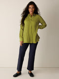 Crinkle Silk Habutai Classic Collar Shirt