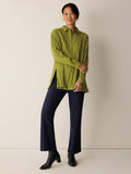 Crinkle Silk Habutai Classic Collar Shirt