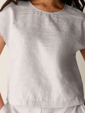 Striped Linen Sheen Square Top