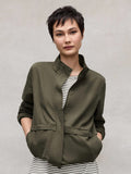 Slubby Organic Cotton Linen High Collar Jacket