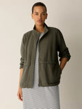 Slubby Organic Cotton Linen High Collar Jacket