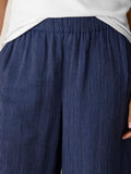 Striped Organic Cotton Gauze Wide-Leg Pant