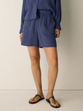 Striped Organic Cotton Gauze Walking Shorts