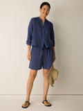 Striped Organic Cotton Gauze Walking Shorts