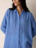 Striped Organic Cotton Gauze Classic Collar Shirt