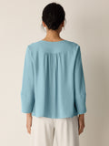Silk Georgette Crepe V-Neck Top
