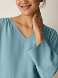 Silk Georgette Crepe V-Neck Top