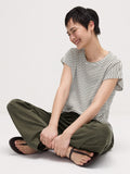 Striped Organic Cotton Slub Crew Neck Tee