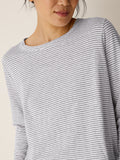 Striped Organic Linen Jersey Crew Neck Long Sleeve Tee
