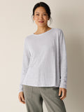 Striped Organic Linen Jersey Crew Neck Long Sleeve Tee
