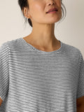 Striped Organic Linen Jersey Crew Neck Short Sleeve Tee