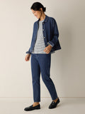 Striped Organic Linen Jersey Crew Neck Short Sleeve Tee