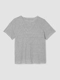 Striped Organic Linen Jersey Crew Neck Short Sleeve Tee