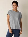Striped Organic Linen Jersey Crew Neck Short Sleeve Tee