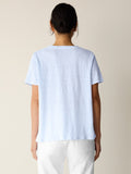 Striped Organic Linen Jersey Crew Neck Short Sleeve Tee