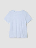 Striped Organic Linen Jersey Crew Neck Short Sleeve Tee