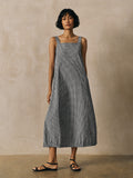 Organic Cotton Pucker Check Lantern Dress