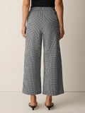 Check Print Wide Leg Ankle Pants