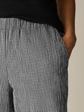 Check Print Wide Leg Ankle Pants