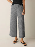 Check Print Wide Leg Ankle Pants