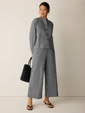 Check Print Wide Leg Ankle Pants