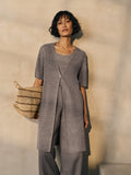 Organic Linen Délavé V-Neck Long Cardigan