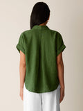 Washed Organic Linen Délavé V-Neck Top