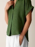 Washed Organic Linen Délavé V-Neck Top