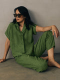 Washed Organic Linen Délavé V-Neck Top
