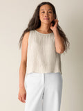 Textured Silk Jacquard Ballet Neck Short Shell