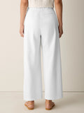 Cotton Blend Ponte High Waisted Wide Ankle Trouser