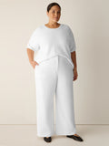 Cotton Blend Ponte High Waisted Wide Ankle Trouser