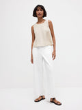 Cotton Blend Ponte High Waisted Wide Ankle Trouser