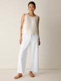 Cotton Blend Ponte High Waisted Wide Ankle Trouser