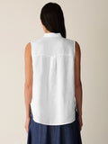 Organic Handkerchief Linen Mandarin Collar Sleeveless Shirt