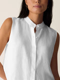 Organic Handkerchief Linen Mandarin Collar Sleeveless Shirt