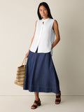 Organic Handkerchief Linen Mandarin Collar Sleeveless Shirt