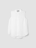 Organic Handkerchief Linen Mandarin Collar Sleeveless Shirt
