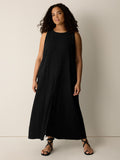 Woven Plissé Round Neck Dress