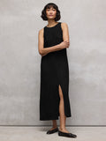 Woven Plissé Round Neck Dress