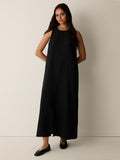 Woven Plissé Round Neck Dress
