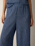 Woven Plissé Wide Leg Pant
