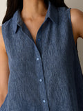 Woven Plissé Sleeveless Shirt
