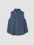 Woven Plissé Sleeveless Shirt