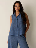 Woven Plissé Sleeveless Shirt